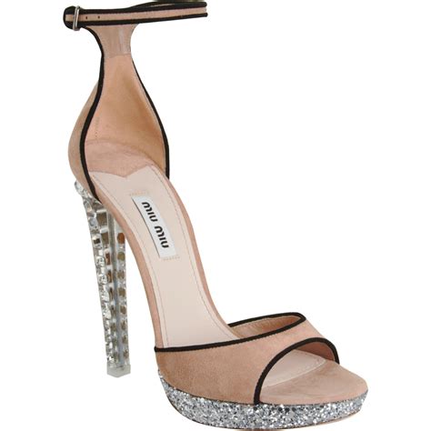 miu miu crystal heel platform sandal